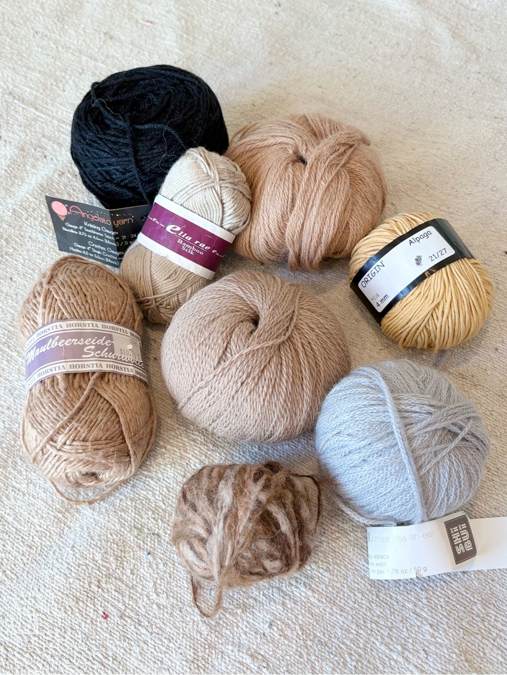 artisan luxury neutrals bundle - merino alpaca silk shibui angelato 426g